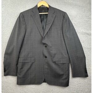 Canali Windowpane Check Suit Jacket Mens Size 42R (52IT) Gray Pure New Wool